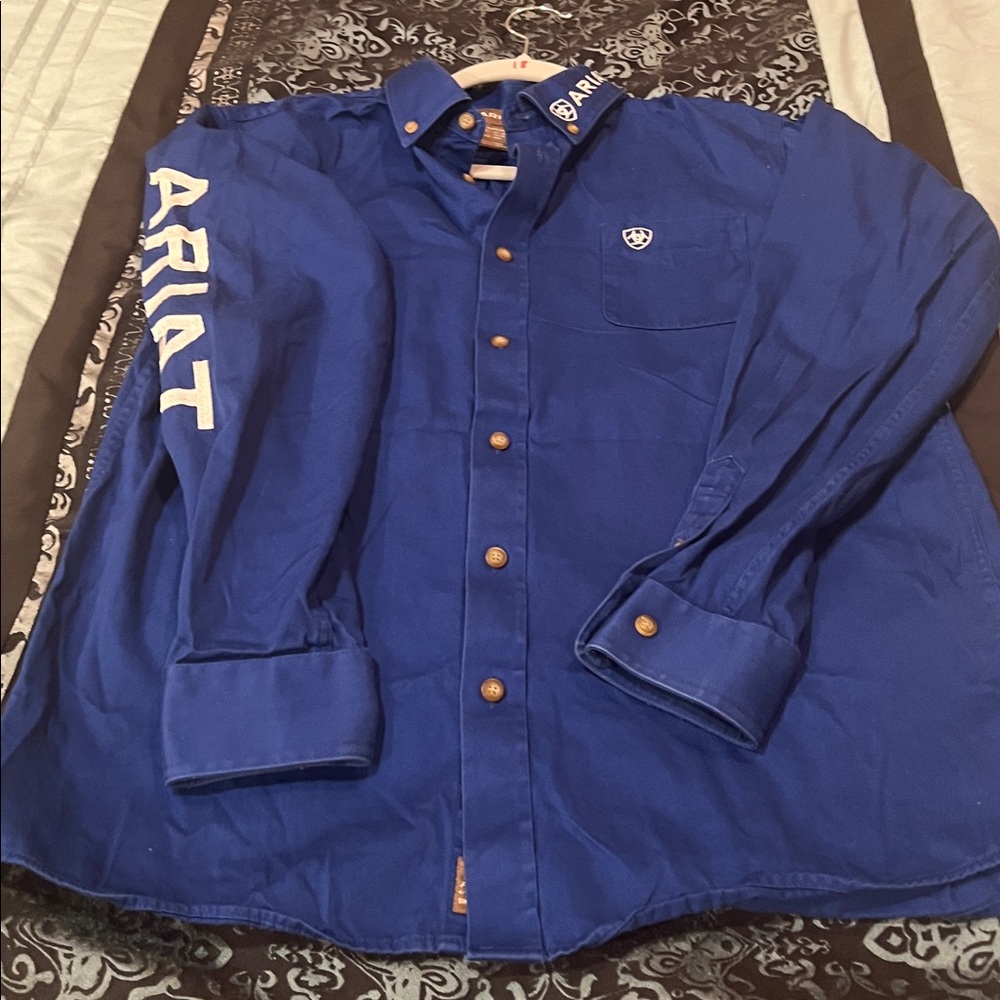 ARIAT BOYS Royal Blue Long Sleeve Shirt, very nice, size XL(boys) - Picture 7 of 8